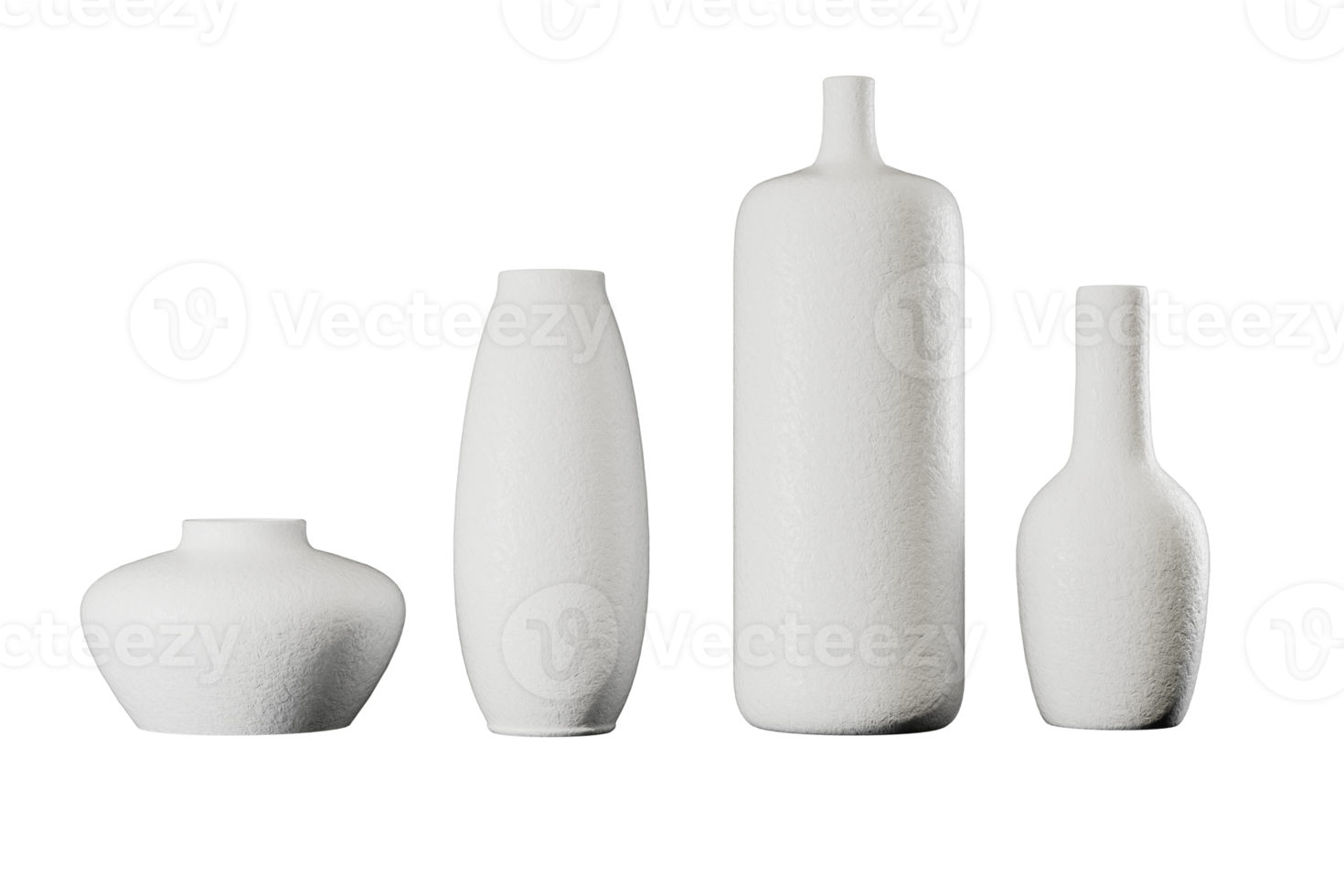 White ceramic vases  without background 3d render. png