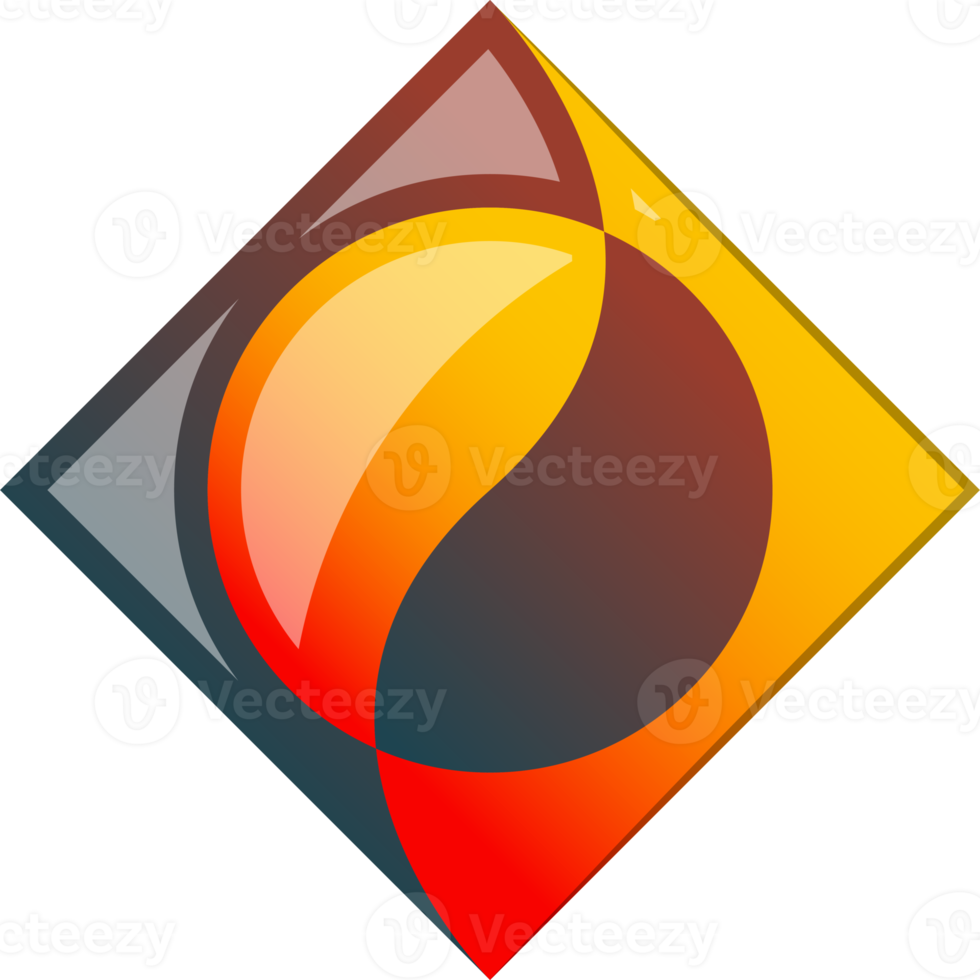 Abstract square logo with circle illustration in trendy and minimal style png