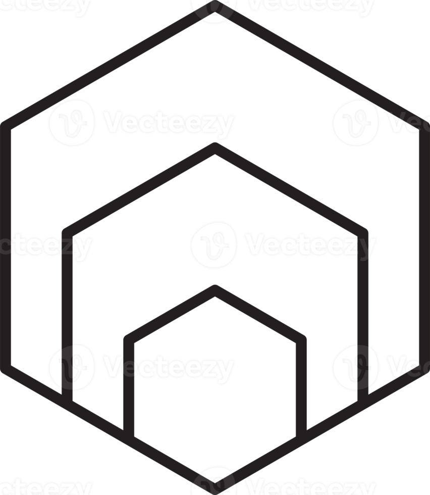 illustration abstraite du logo hexagonal dans un style branché et minimal png