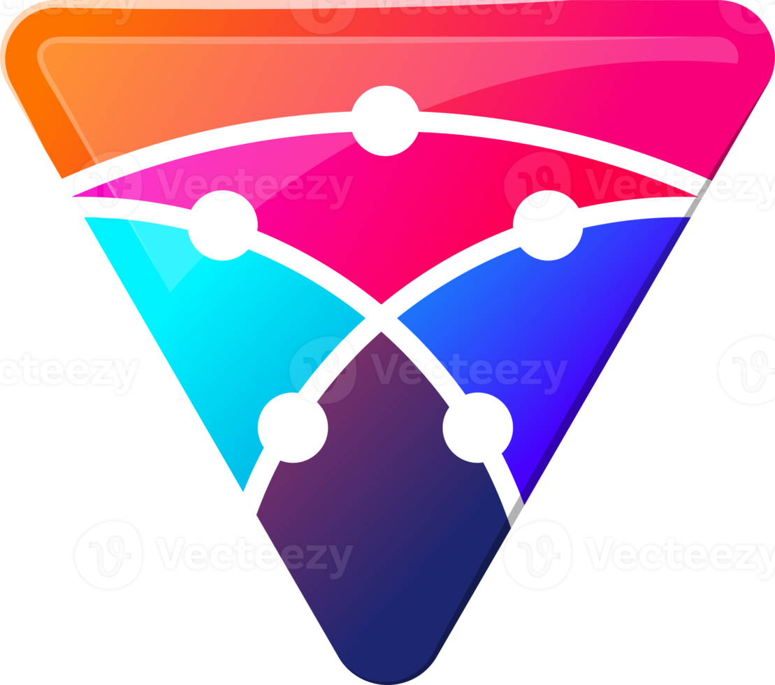 abstrakt triangel logotyp och krets styrelse illustration i trendig och minimal stil png