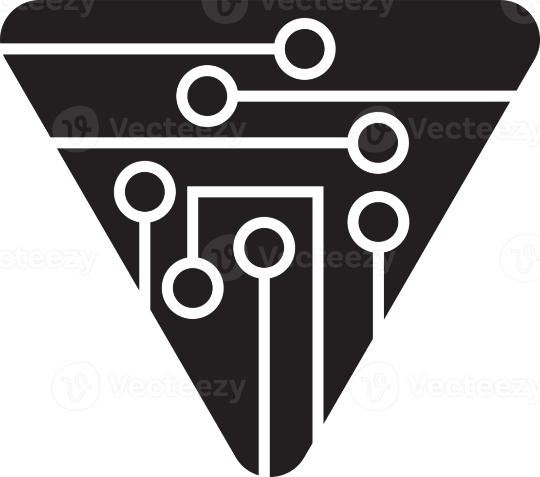 abstraktes dreieck-logo und leiterplattenillustration im trendigen und minimalistischen stil png