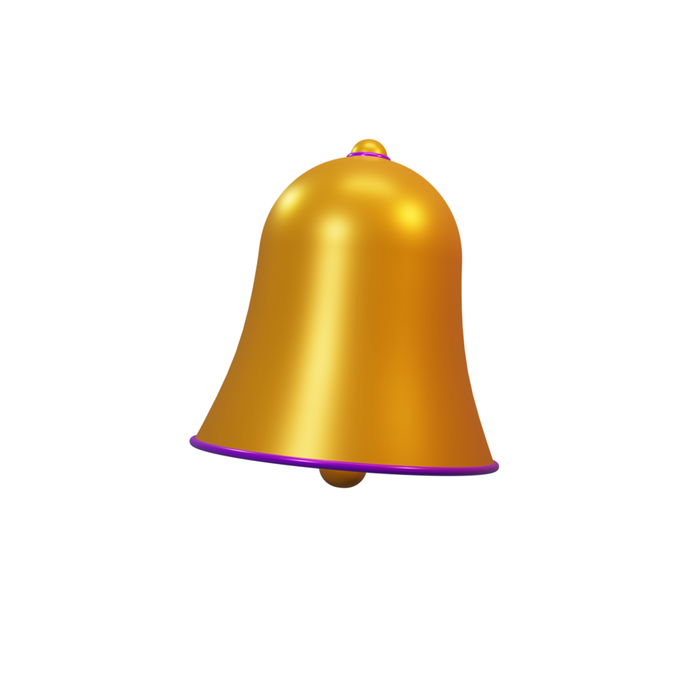 Representación 3d de una campana o campana dorada png