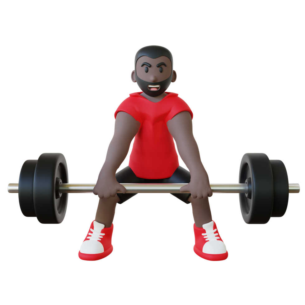 3d illustration of strong guy doing deadlift exercise png