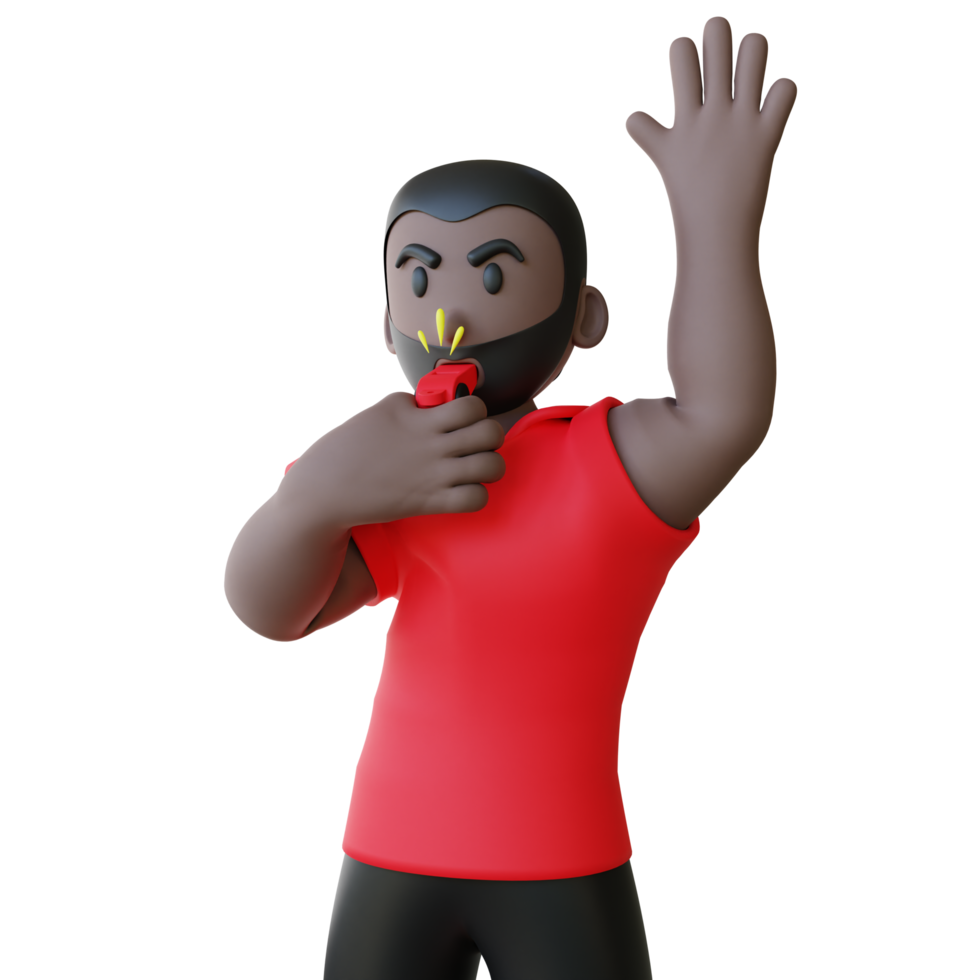 3d illustration of referee blowing whistle png