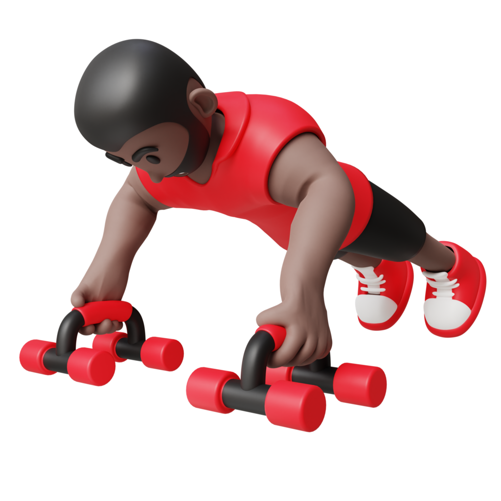 3d illustration of a guy doing push up png