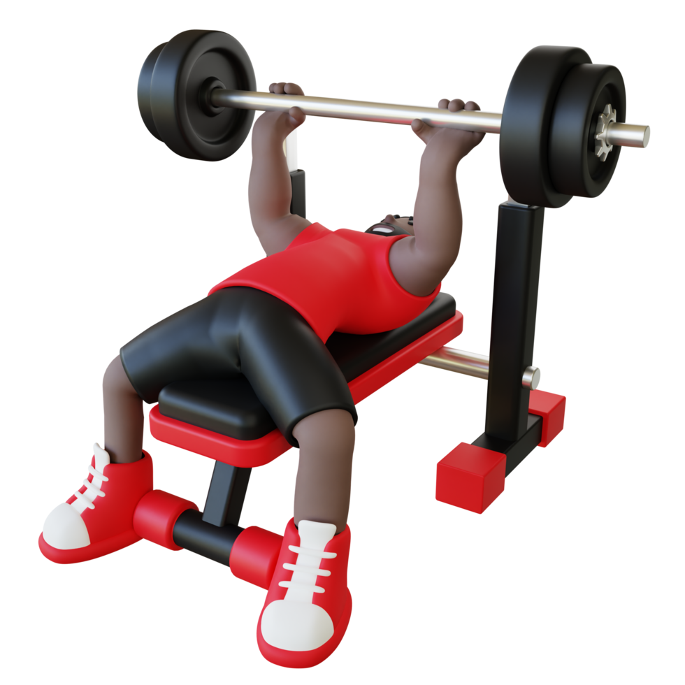 guy doing bench press exercise 3d illustration png