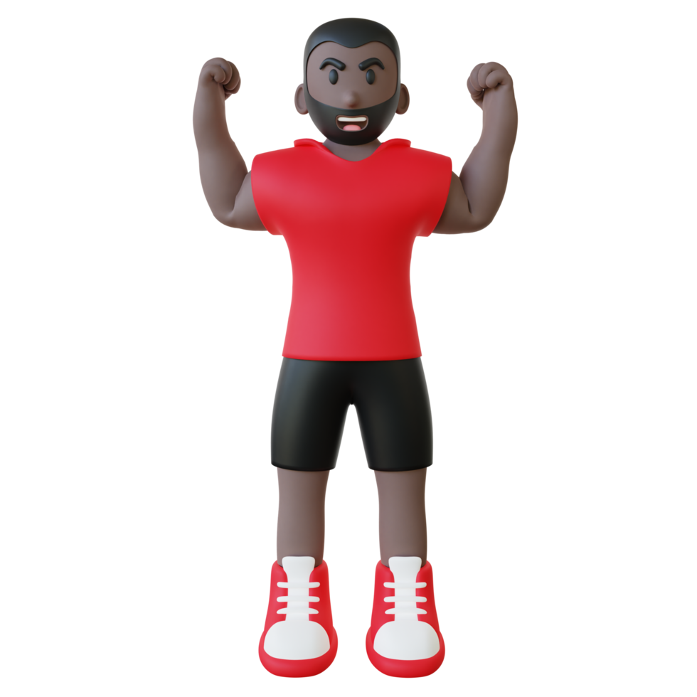 bodybuilder flexing muscle 3d illustration png