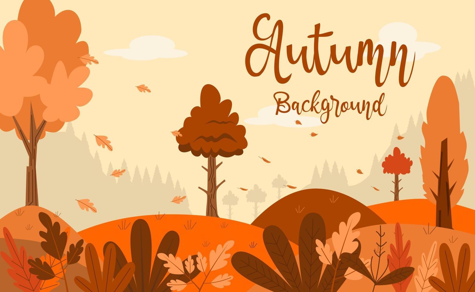 Flat autumn landscape background, for banners, posters, templates and others. vector