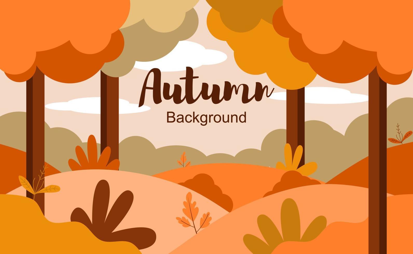 Flat autumn landscape background, for banners, posters, templates and others. vector