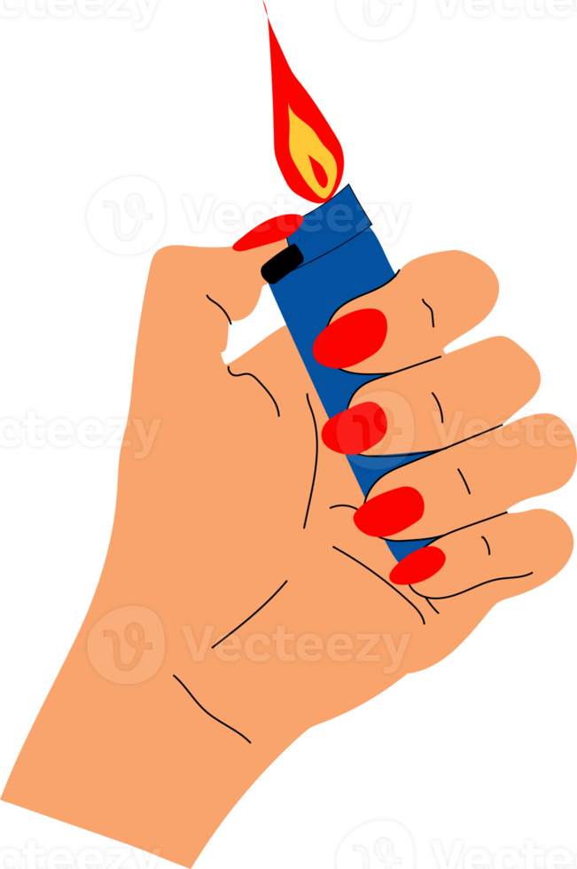 Hands holding a lighter . All elements are isolated png