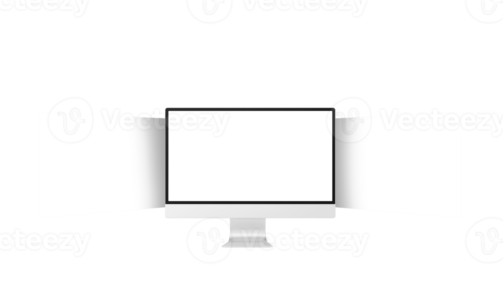 desktop-monitorbildschirm mit transparentem modell der website-präsentation isoliert png