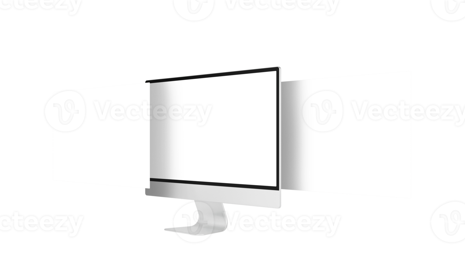 Transparent desktop monitor screen with webpage presentation png