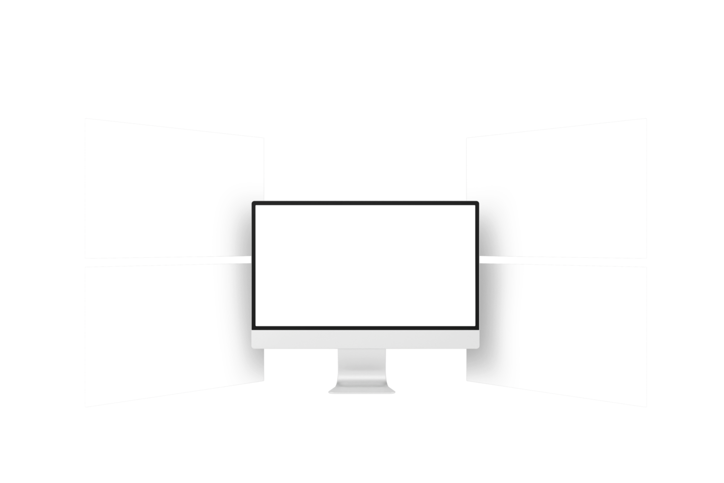 Transparent desktop monitor screen with webpage presentation png