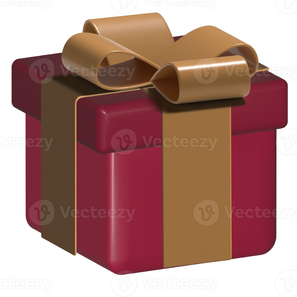 Red gift box with ribbon png