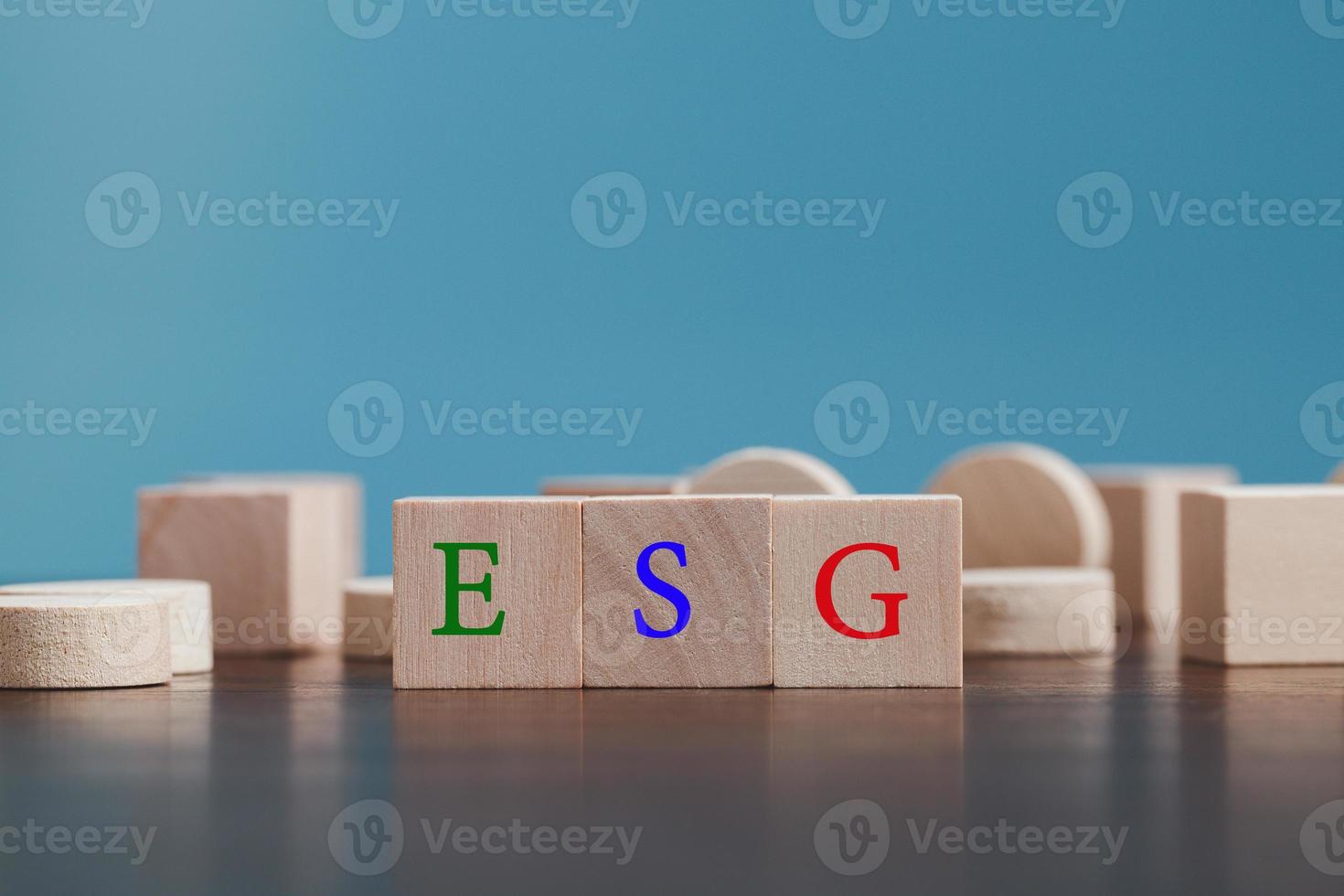 ESG - short for environmental social governance. Environment is company's responsibility. Social is employees, suppliers, customers. Governance is effective, transparent, auditable management. photo