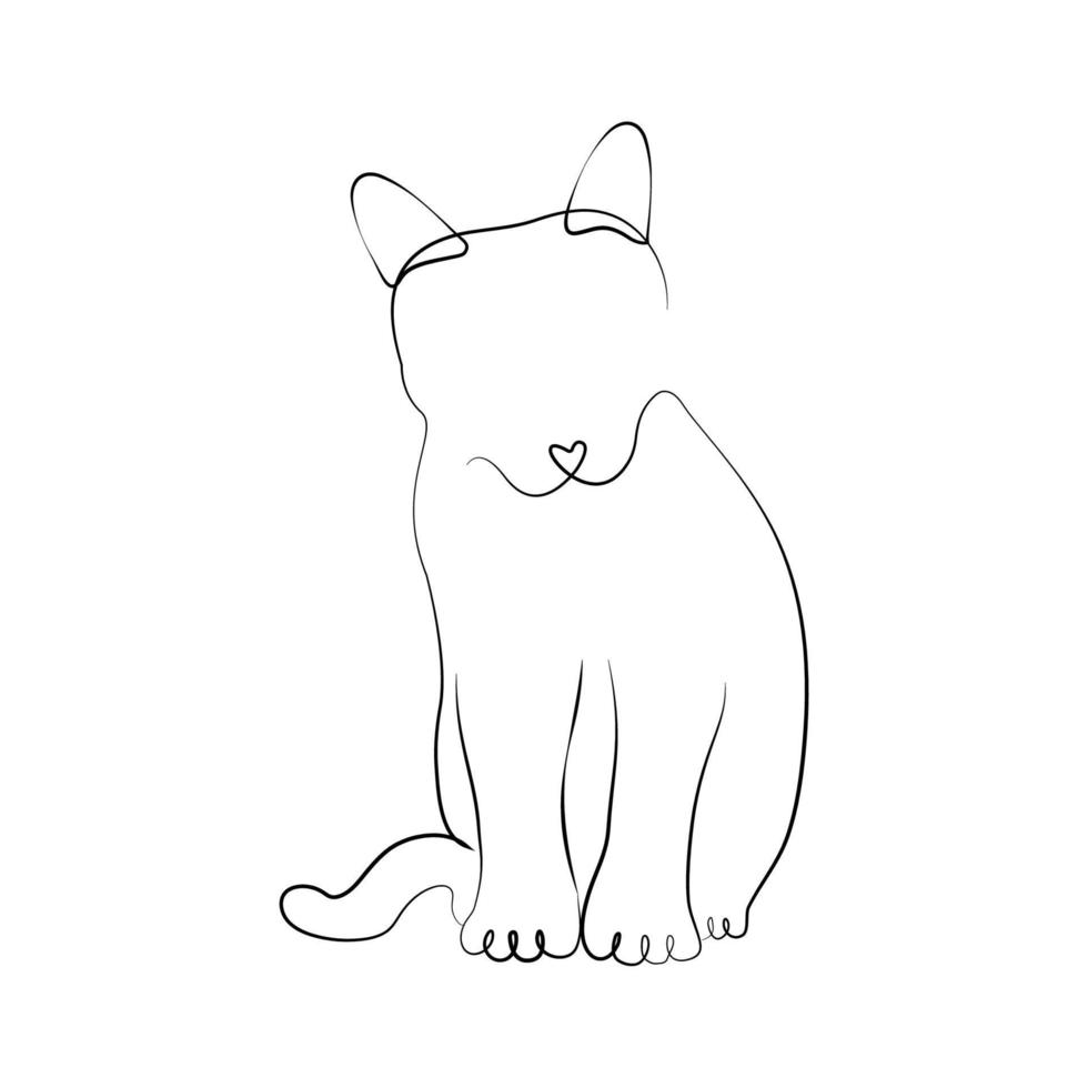 Ilustración de vector de arte de línea de gato