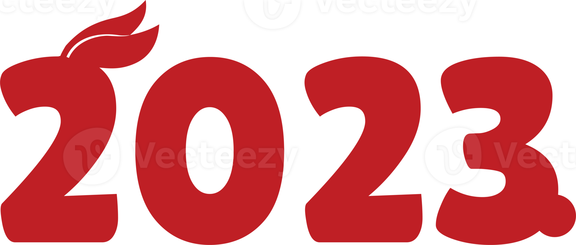 2023 New Year Numeric with Bunny's Ears and Tail png