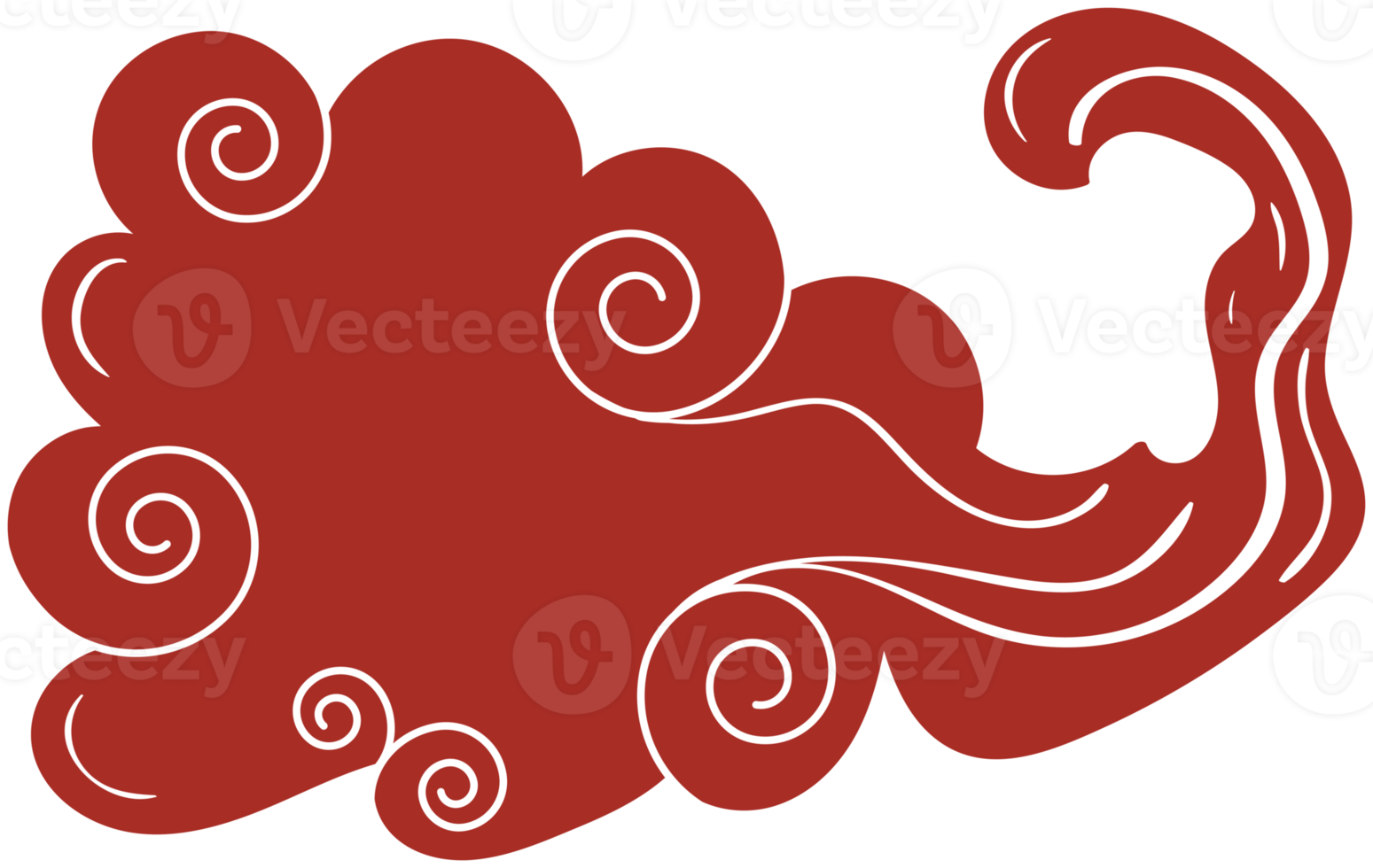 Chinese Cloud. Traditional Curved Red and White Design Element png