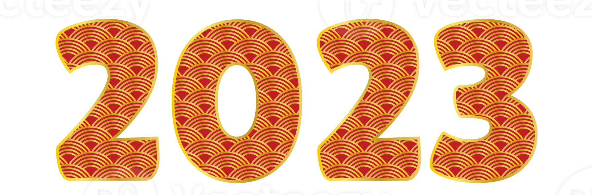 Chinese 2023 New Year Gradient Numeric. Zodiac Number with Golden Arch Ornament png