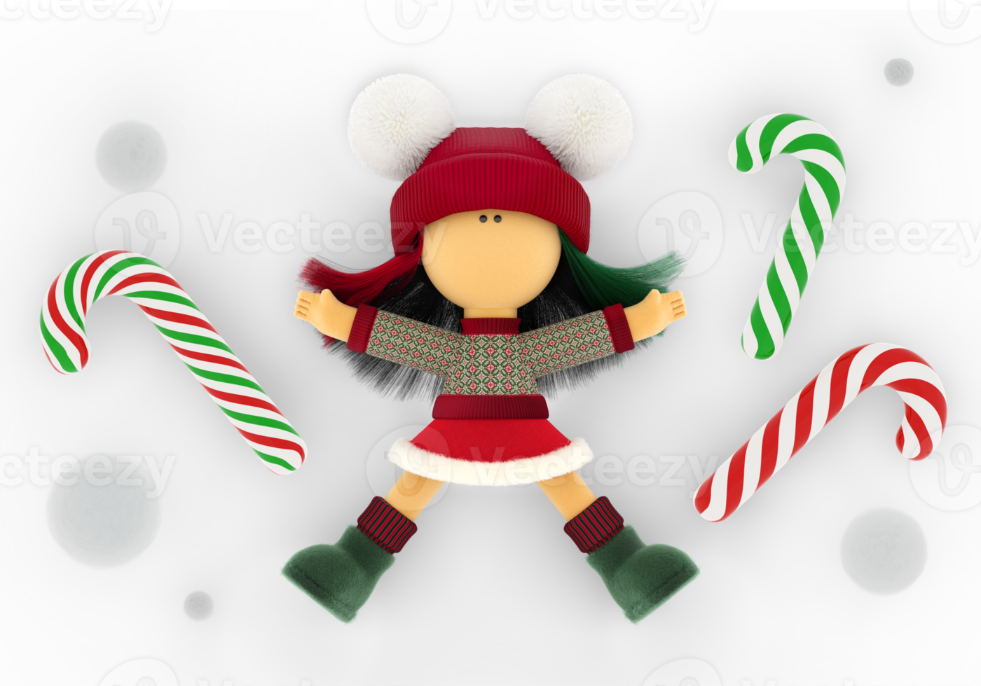 Textile poppet like a snow angel and Christmas candy canes png