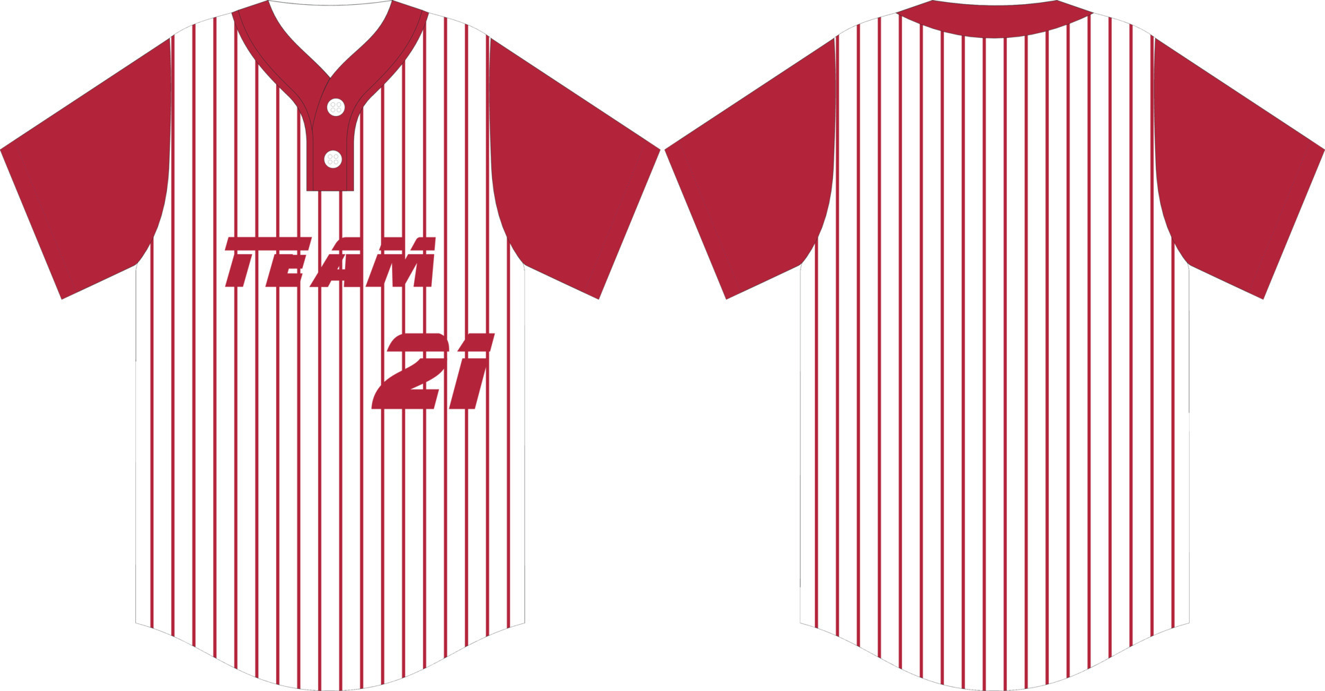 Baseball jersey uniform template mockup vector. Front and back view