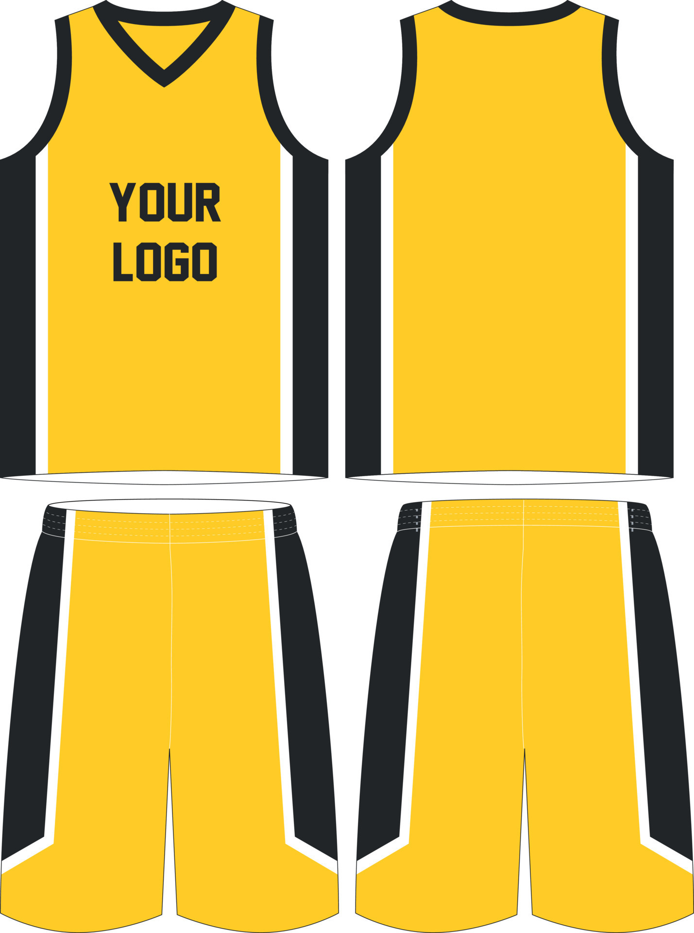 YELLOW full sublimated Basketball Jersey Template