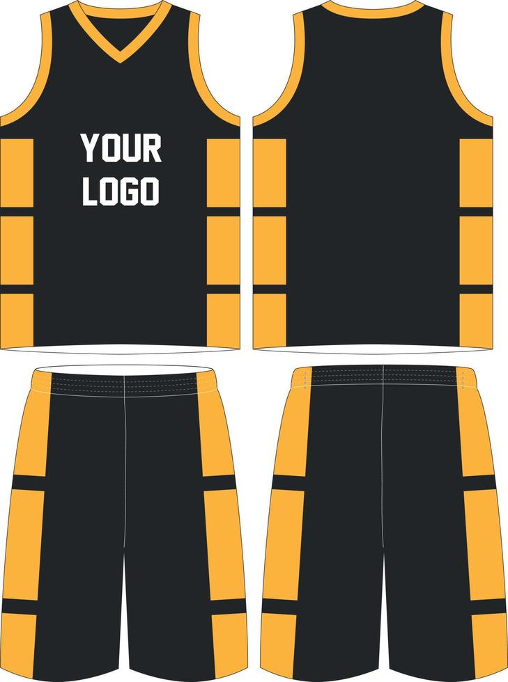 Yellow black jersey basketball top