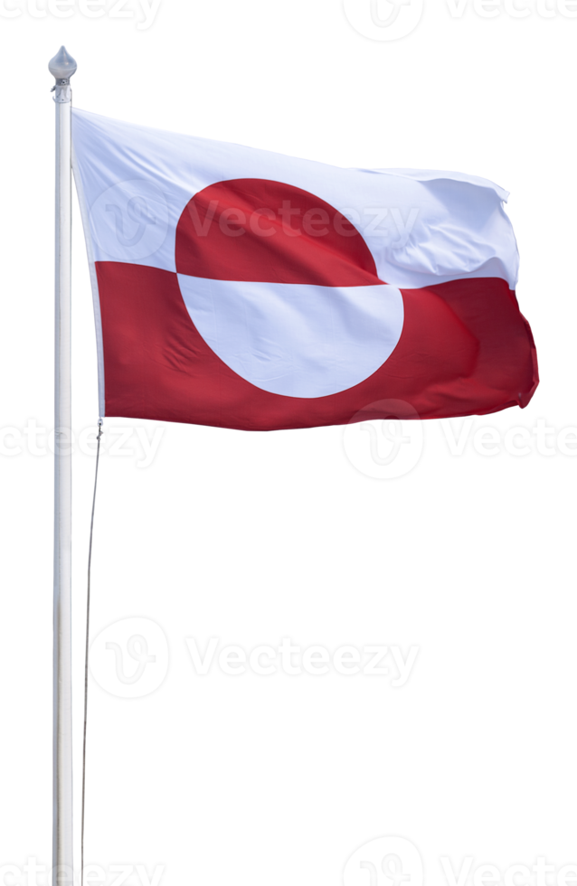 Flag of Greenland fluttering in the wind from the top of its pole png