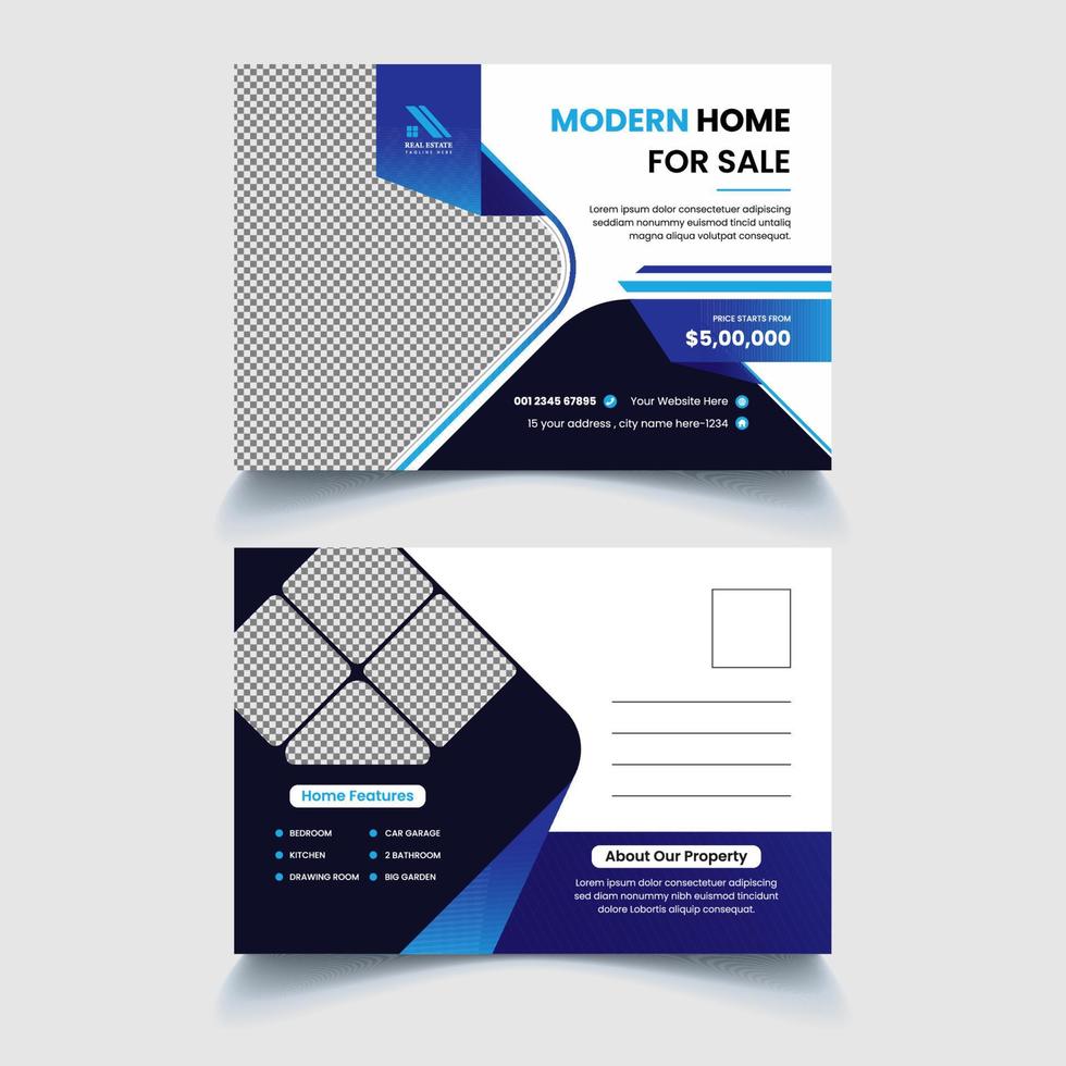 Real estate postcard template design vector