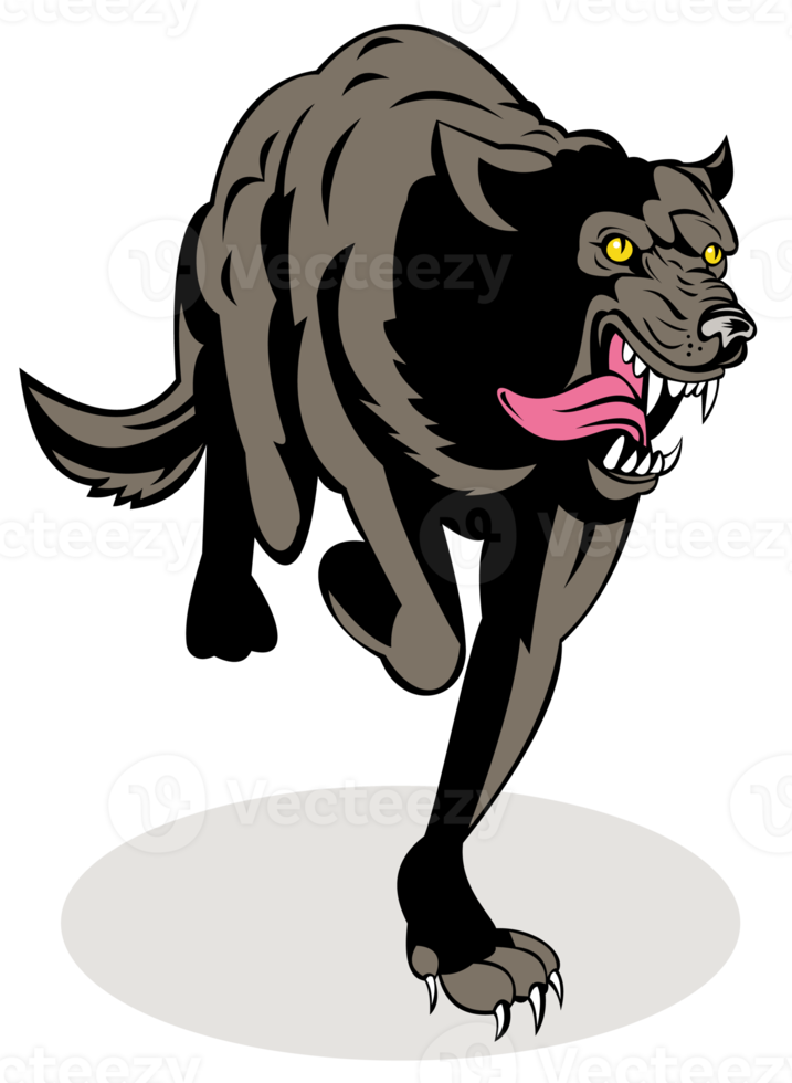 wild dog wolf attacking running png