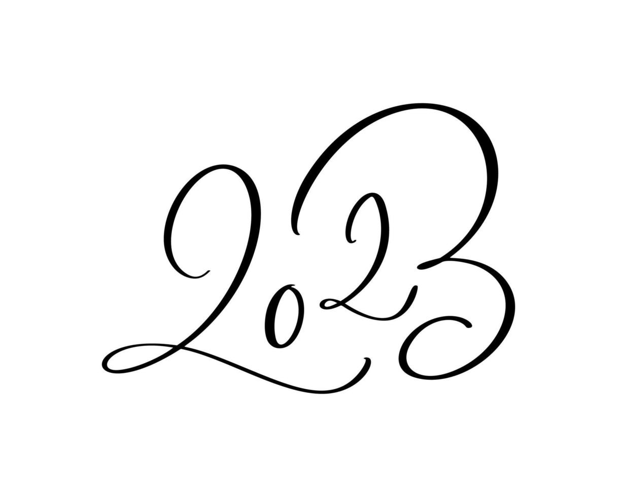 caligrafía vintage vector letras dibujadas a mano número negro texto 2023. tarjeta de felicitación de feliz año nuevo. diseño de ilustración de navidad