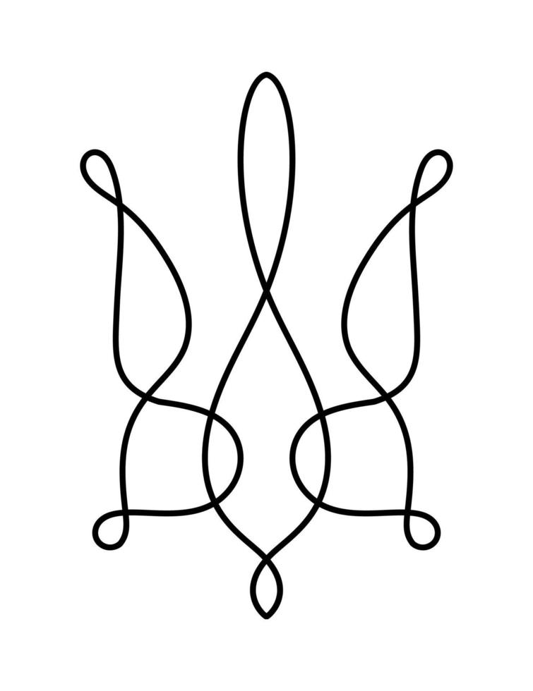 Vector National ukrainian symbol Trident icon. Hand drawn calligraphy Coat of Arms of Ukraine State emblem black color illustration flat style image