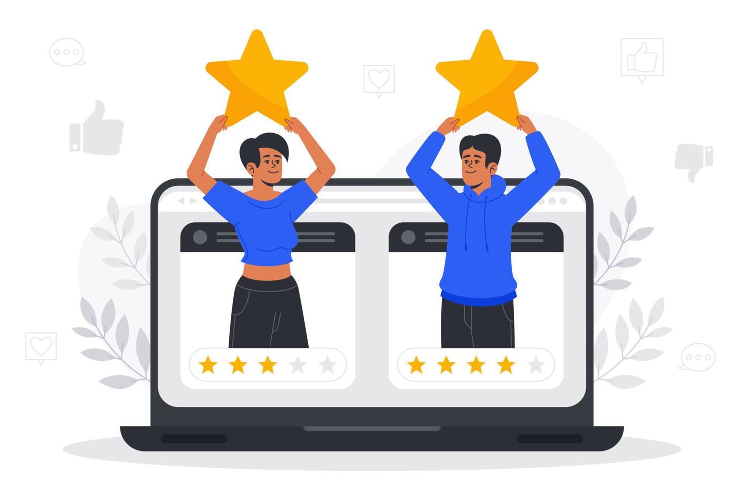 Flat feedback concept vector illustration. Customer experience and business marketing design. Client comment.