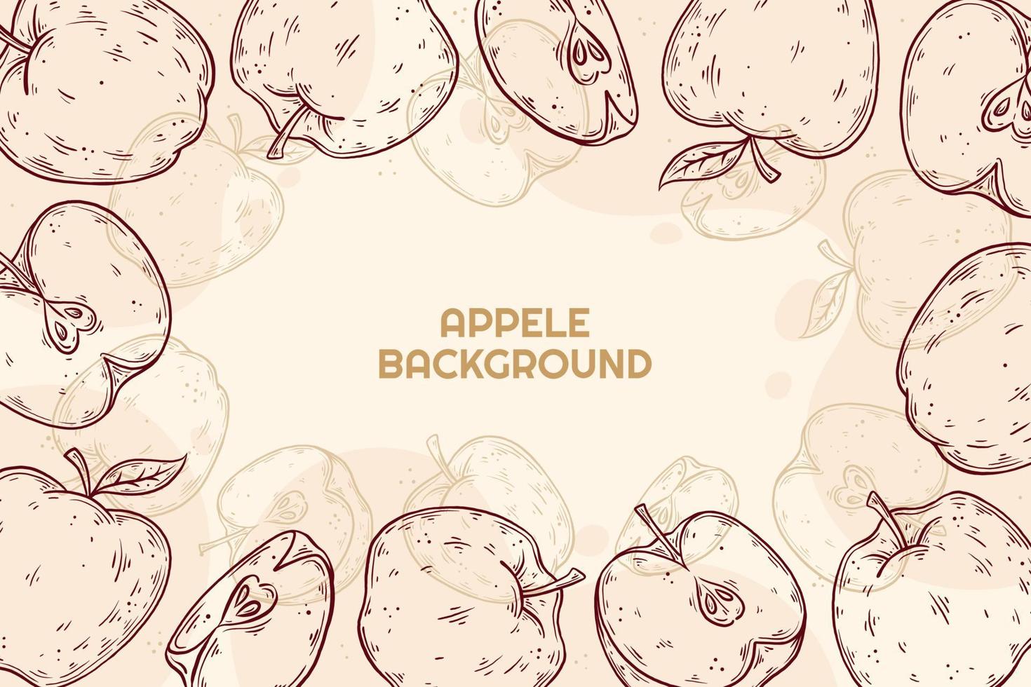 Hand drawn apple background. Fresh fruit vector illustration.