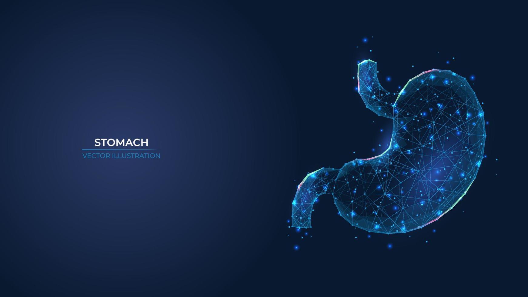 Futuristic abstract symbol of the human stomach. Gastritis ulcer and heartburn treatment concept. Low poly geometric 3d wallpaper background vector illustration.