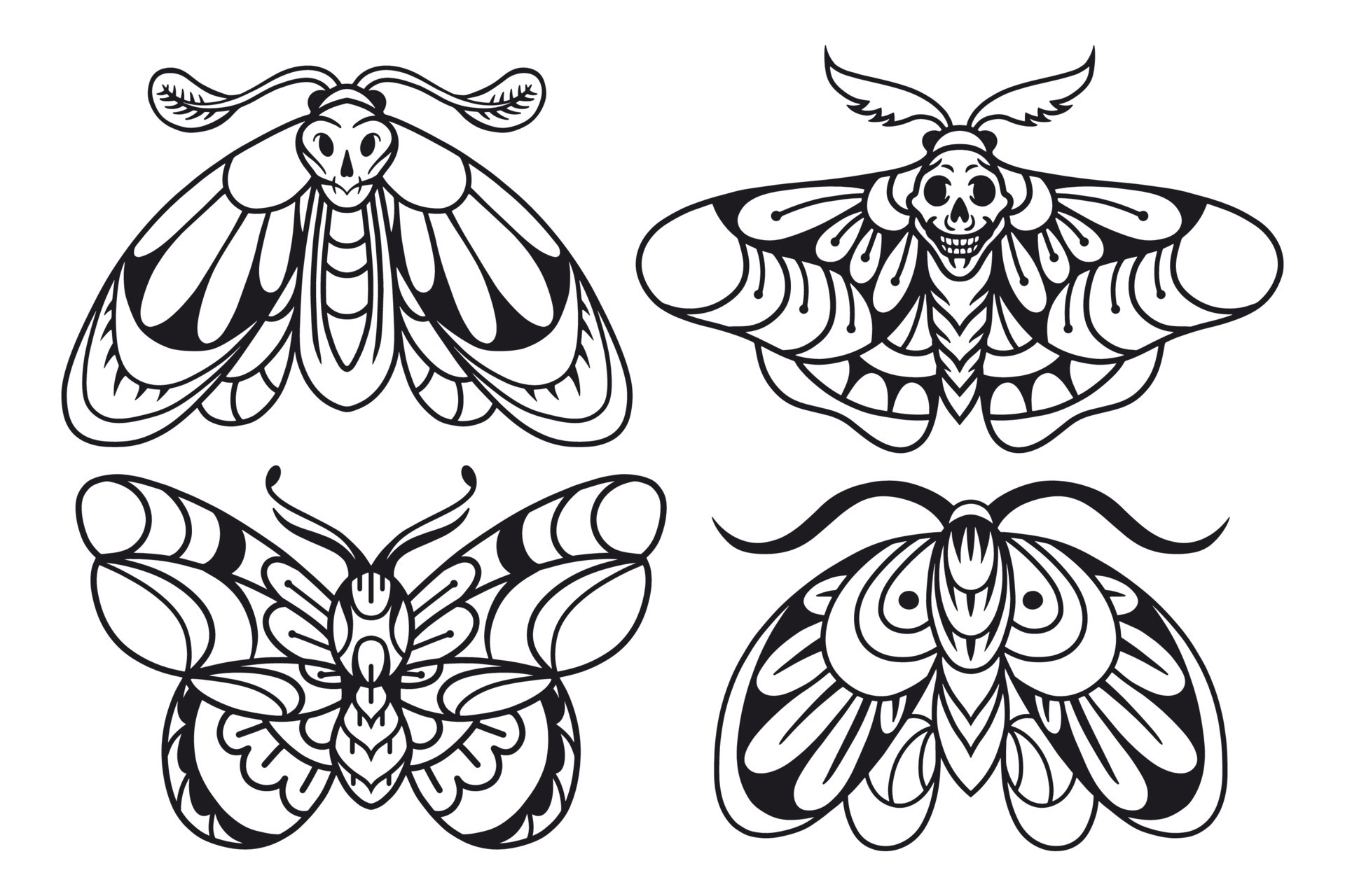Moth Set Traditional Tattoo Design Set Stock Vector Royalty Free  1134942059  Shutterstock