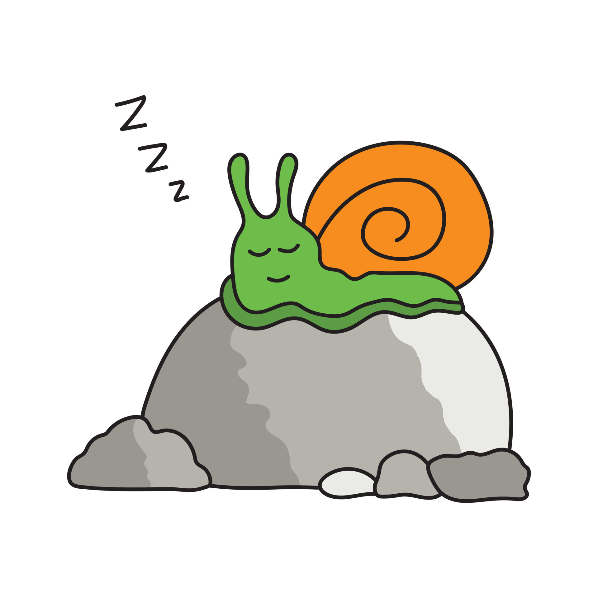funny cute snail sleeping on a rock in a cartoon style 13761569 Vector