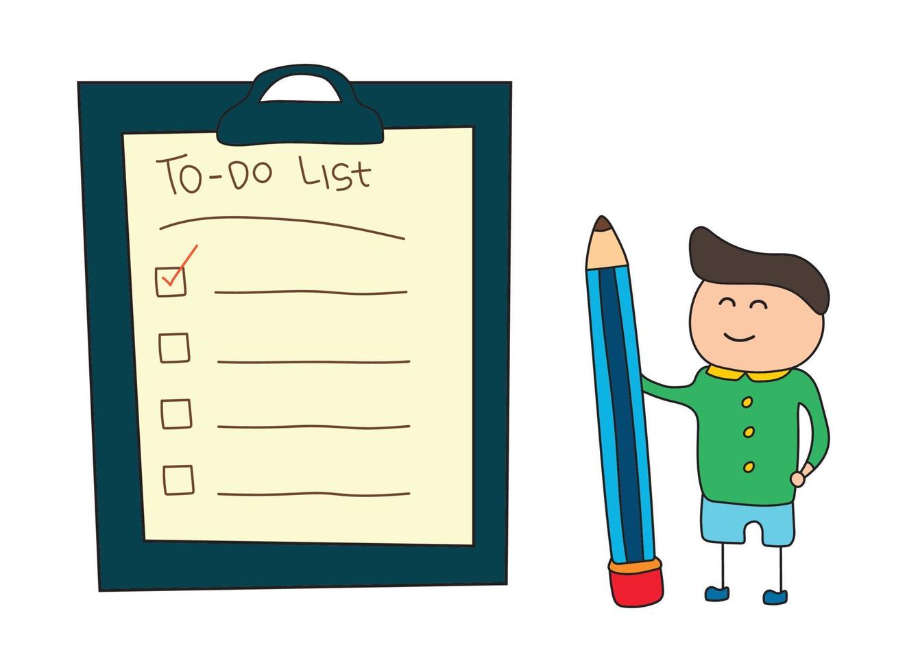 Vector Illustration Of cartoon man with to do list check box on clipboard