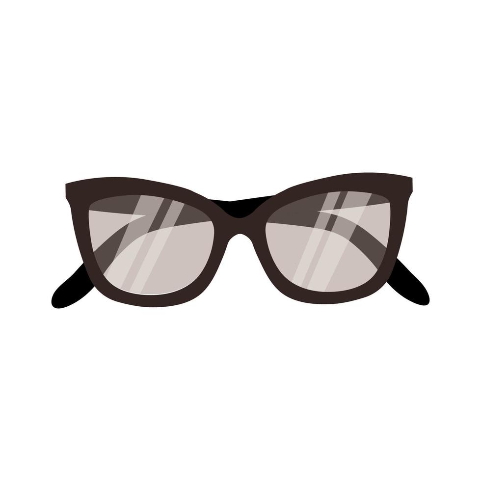 Women's glasses on a white background, brown-rimmed glasses, women's and men's accessories. Optics, lens, vintage, trend. Vector illustration.