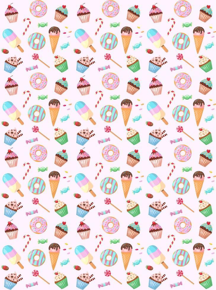 Pattern with sweets and ice cream, cupcakes. Pattern for birthday ...