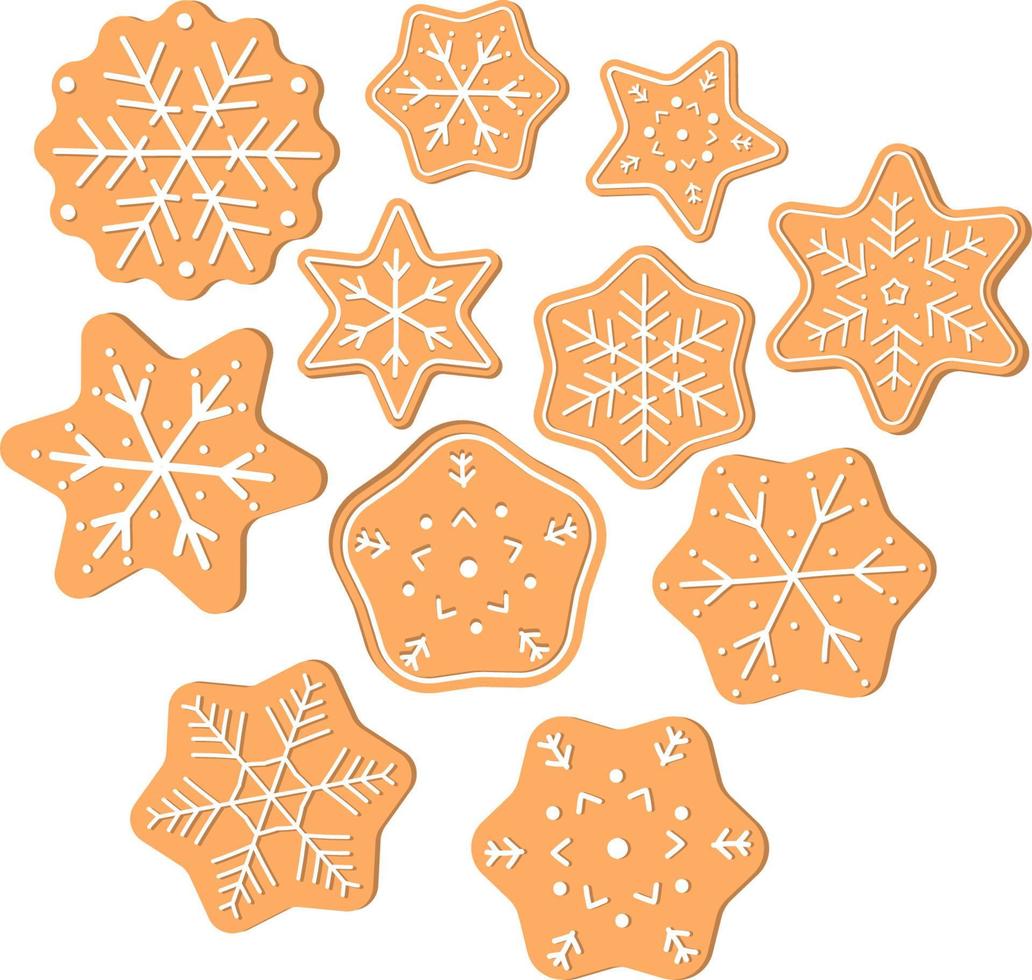 Gingerbread snowflakes set vector