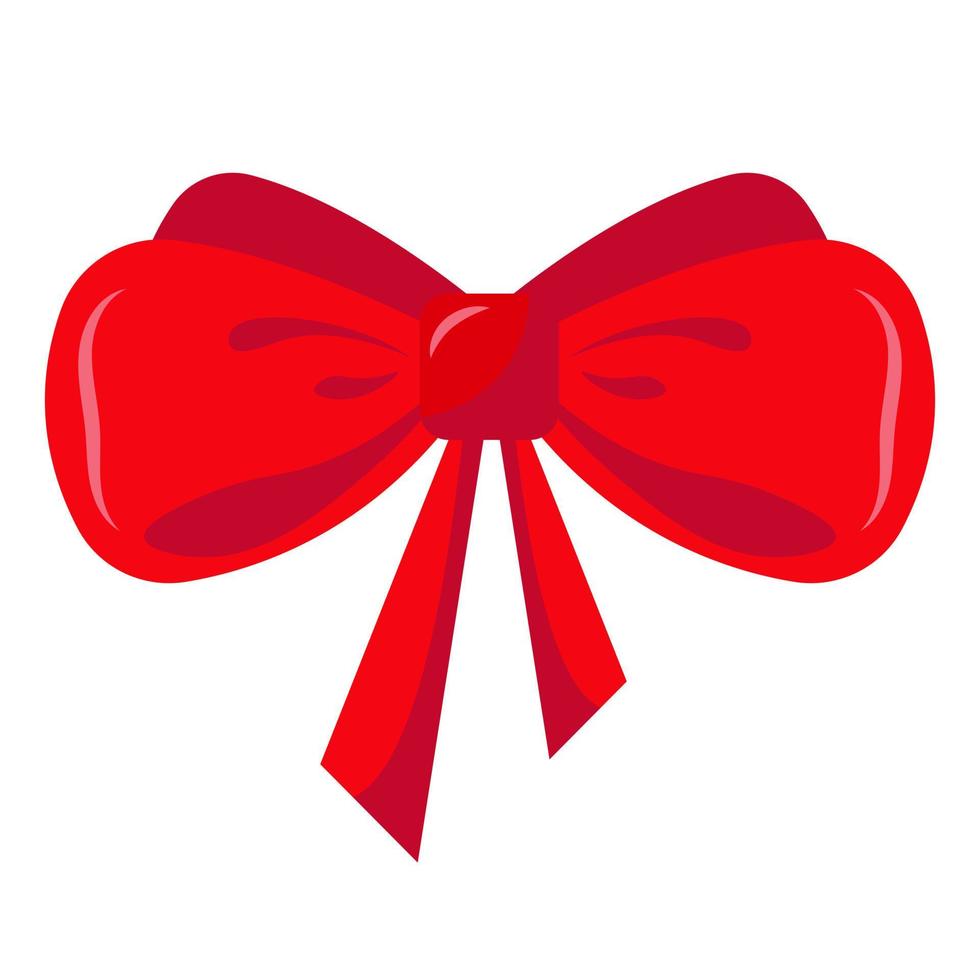 Decorative red bow. Vector illustration.