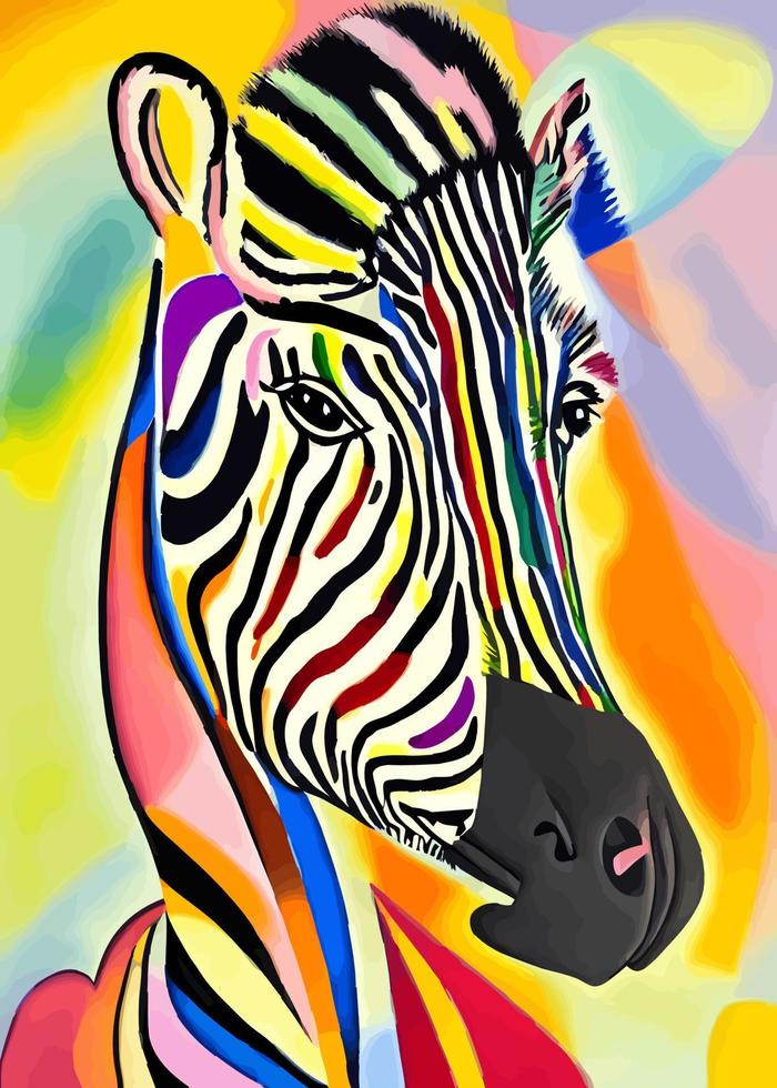 Colorful Abstract Zebra Portrait vector