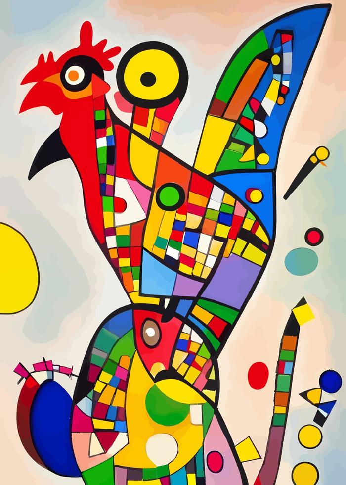 retrato de pollo de granja abstracto colorido vector