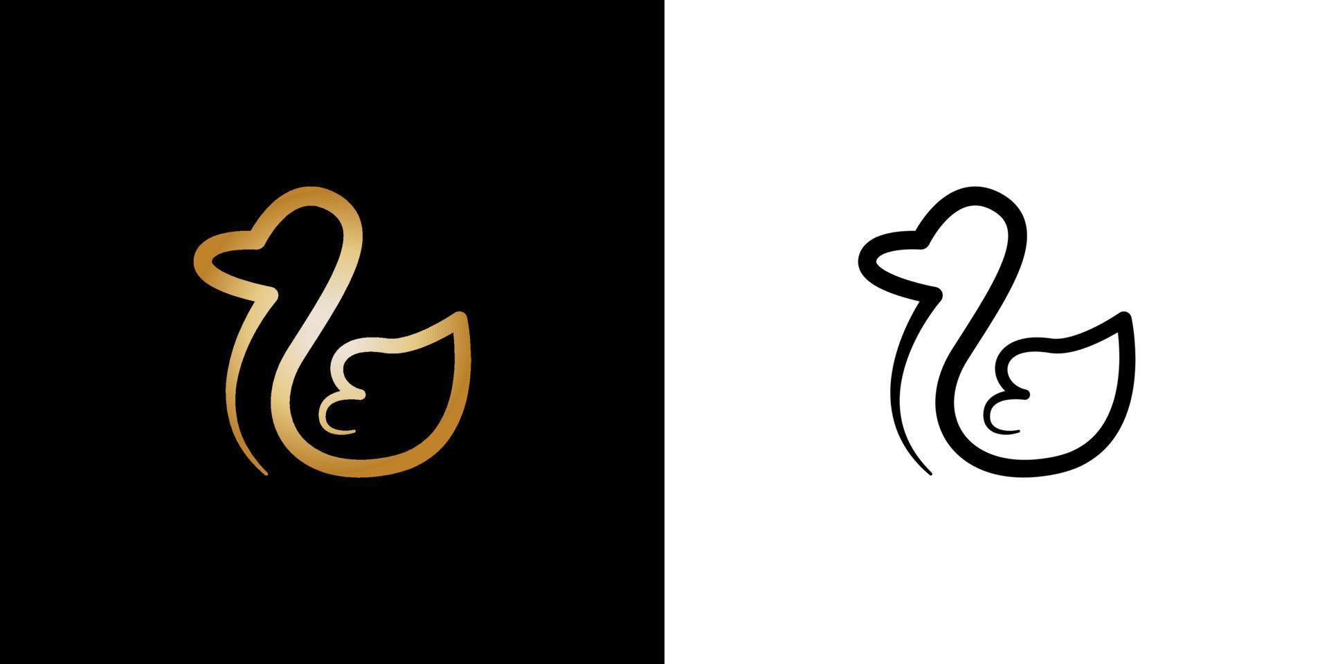 monoline simple duck logo design. Vector art illustration
