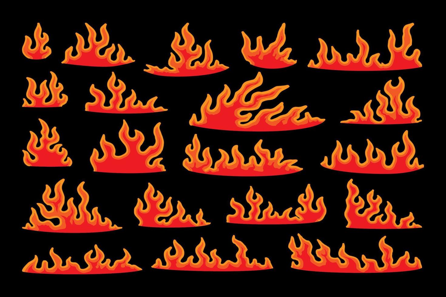 hand drawn fire flame set with different illustration art design vector