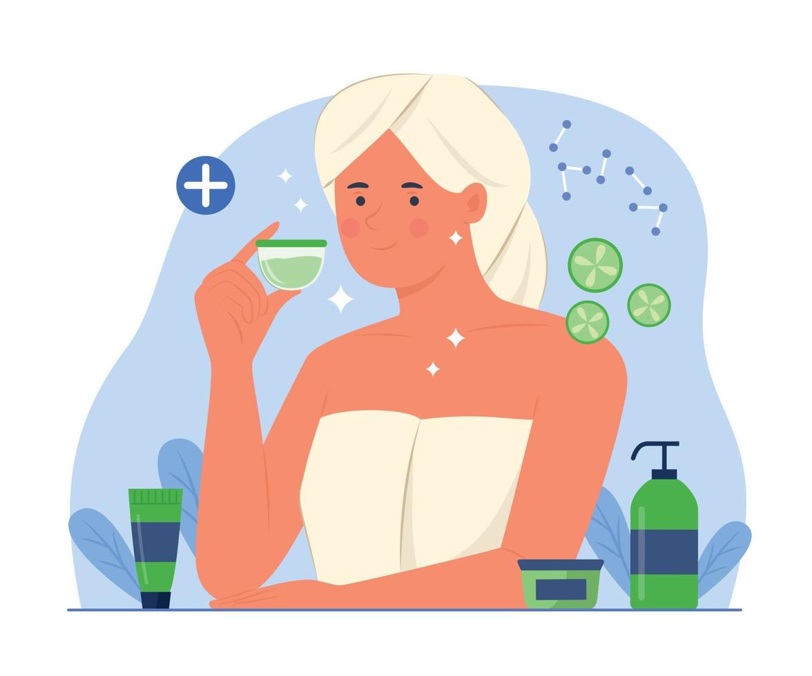 Woman Doing Beauty Skin Treatment Concept Illustration vector