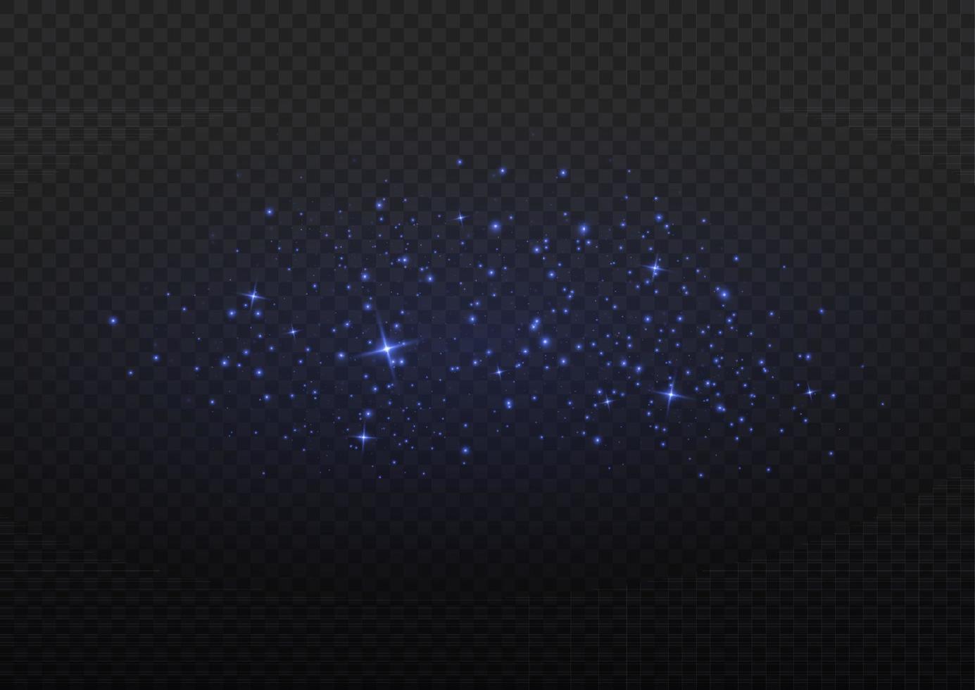 Blue dust. Yellow sparks shine light effect. vector