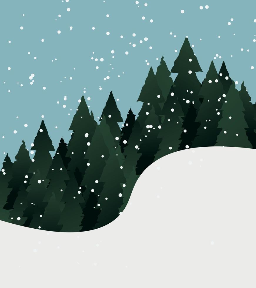 paisaje de bosque nevado, ideal para navidad e invierno, postales, etc. vector