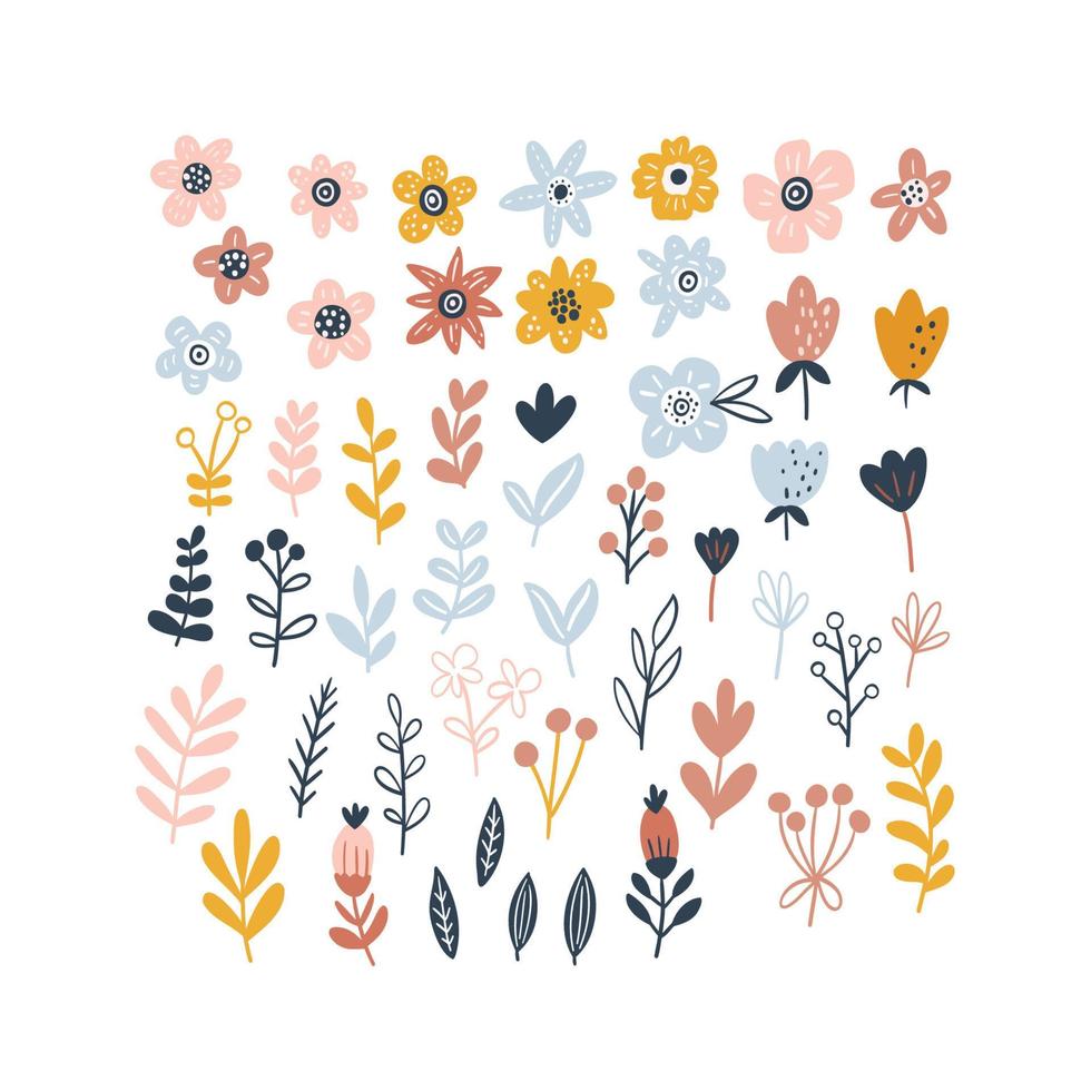 conjunto de flores boho vector